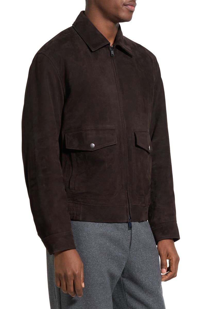 Theory Reece Leather Aviator Jacket, Alternate, color, Brownwood