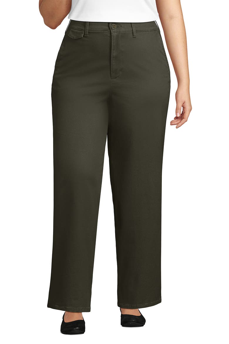 Plus Size Chino High Rise Rail Straight Leg Pants, Main, color, Forest Moss