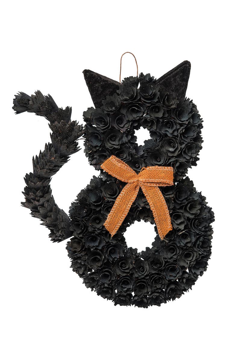 Stripe / Black Cat A/2 Halloween Ornaments, Alternate, color, Orange