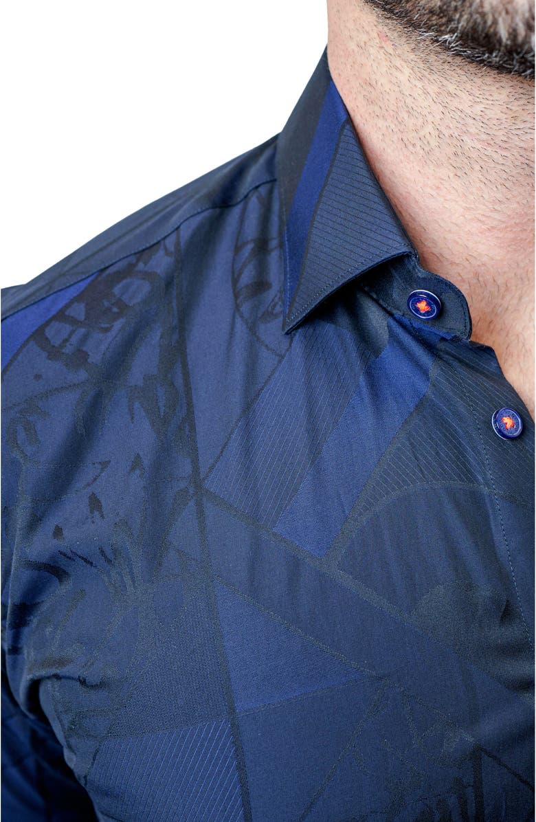 Maceoo Fibonacci Dark Blue Contemporary Fit Button-Up Shirt, Alternate, color, Blue