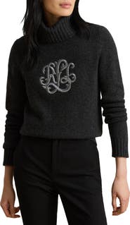 Lauren Ralph Lauren Logo Wool Blend Turtleneck Sweater