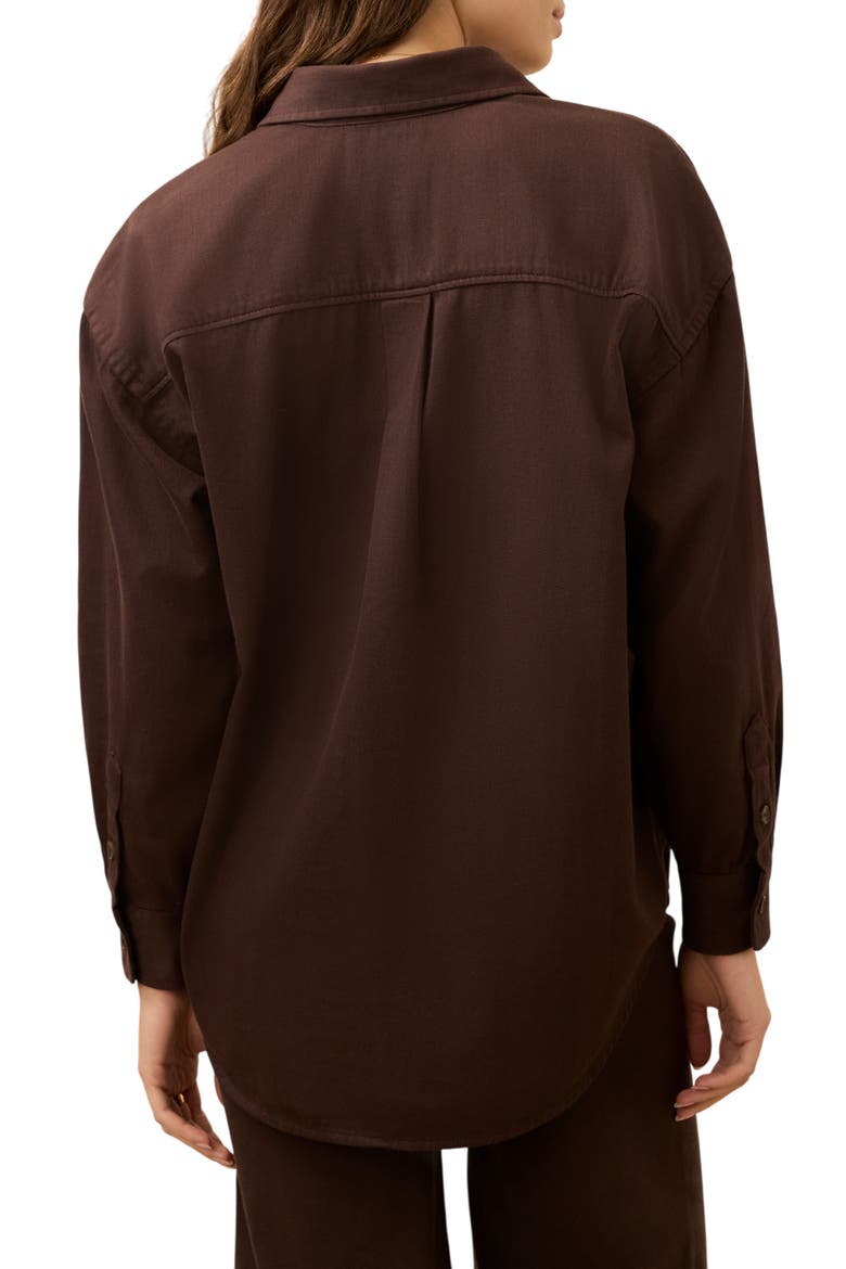 Sunfair Oversized Organic Cotton Denim Button-Up Shirt, Alternate, color, CHOCOLATE BROWN