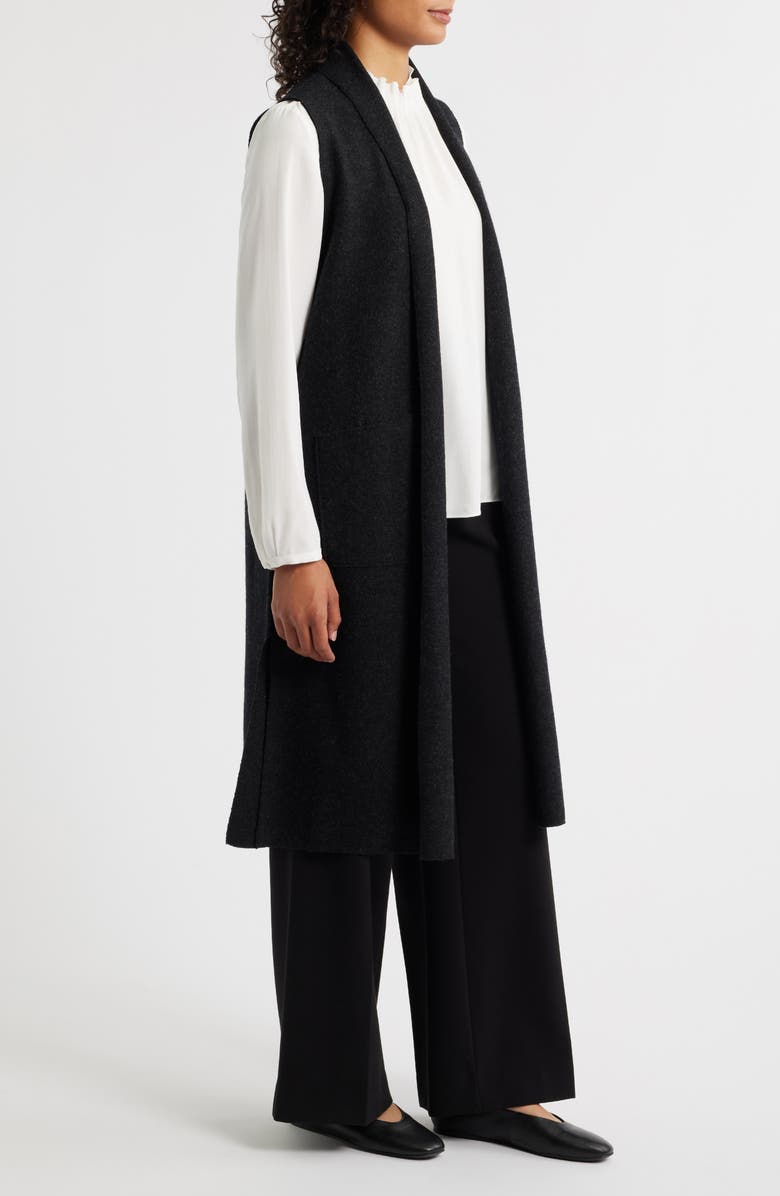 Eileen Fisher Shawl Collar Wool Longline Vest, Alternate, color, Dark Charcoal