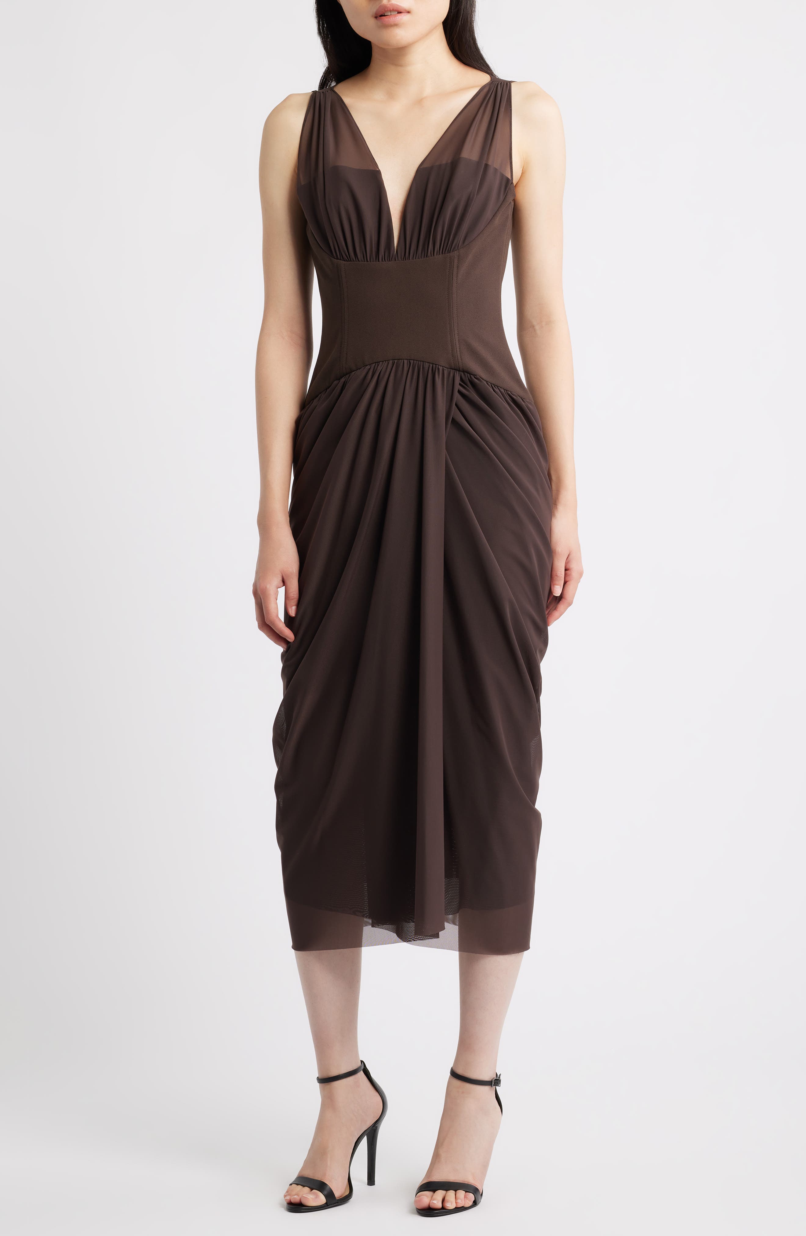 Black Halo Elara Corset Midi Dress