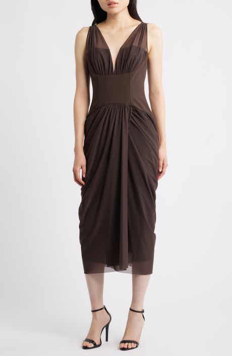 Black Halo Elara Corset Midi Dress