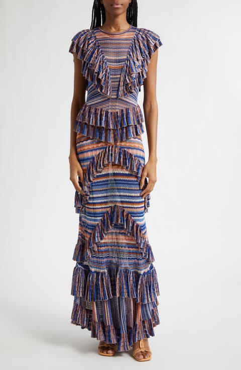 Raina Ruffle Lace Maxi Dress