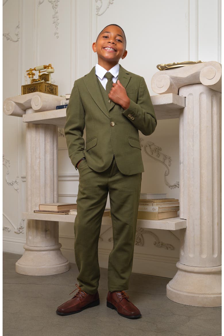 Kids' Oasis Safari Linen Blend Five-Piece Suit, Alternate, color, OLIVE