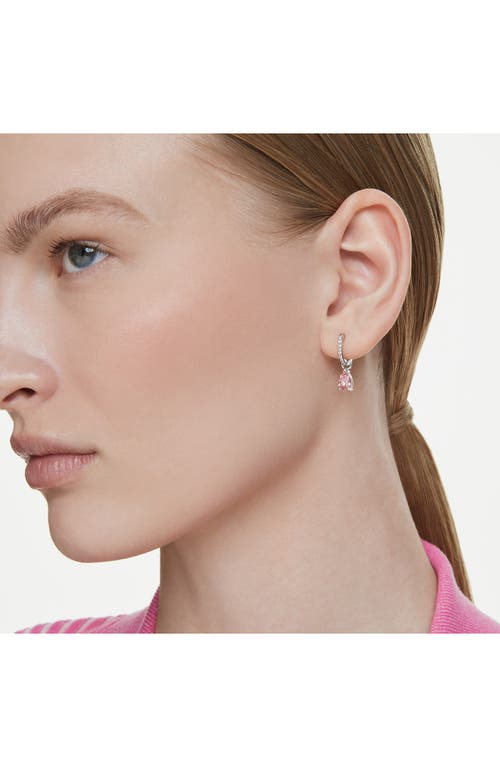 Swarovski Attract Drop Hoop Earrings In Pink