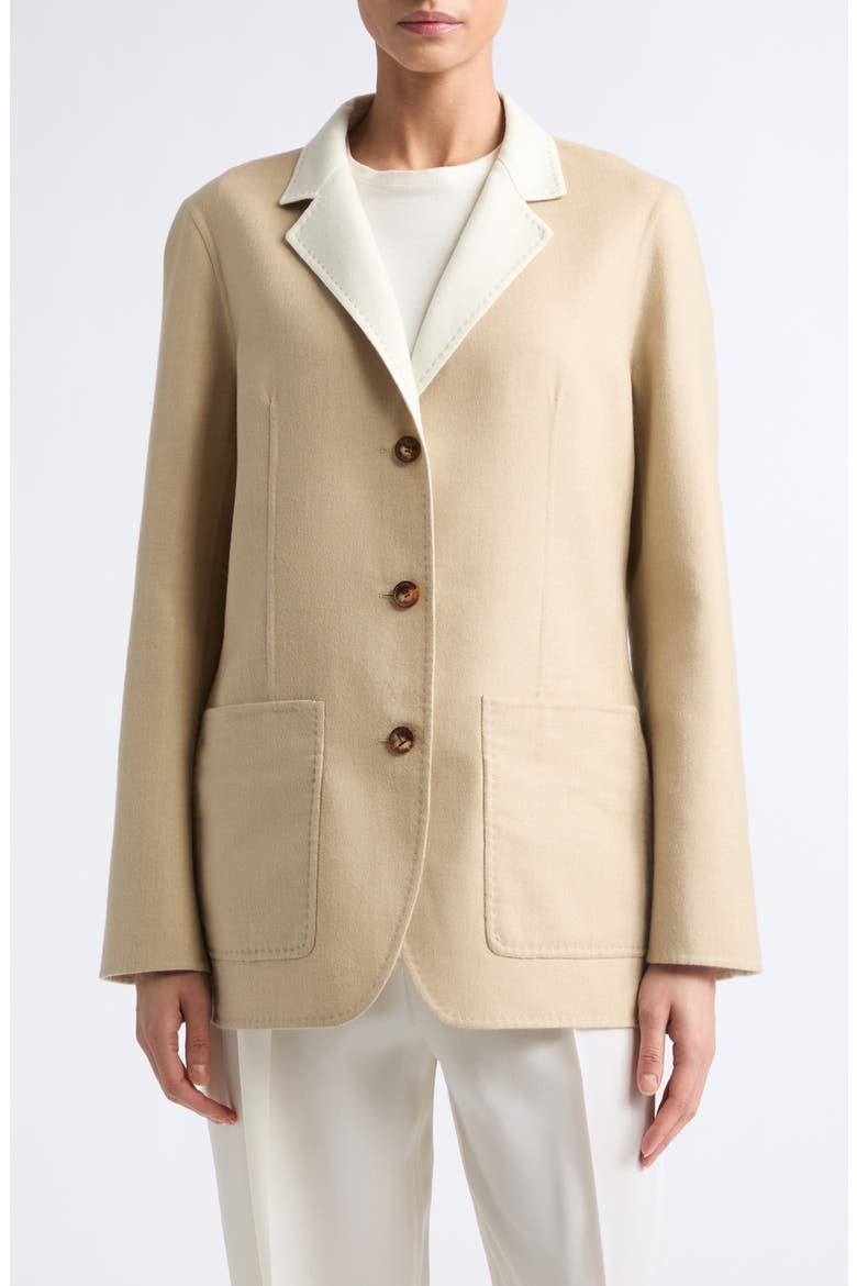 Patch Pocket Reversible Wool & Silk Blazer, Main, color, BEECHNUT/CLOUD