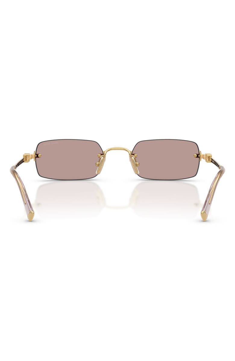 Miu Miu 52mm Rectangular Sunglasses, Alternate, color, Gold / Light Purple Brown
