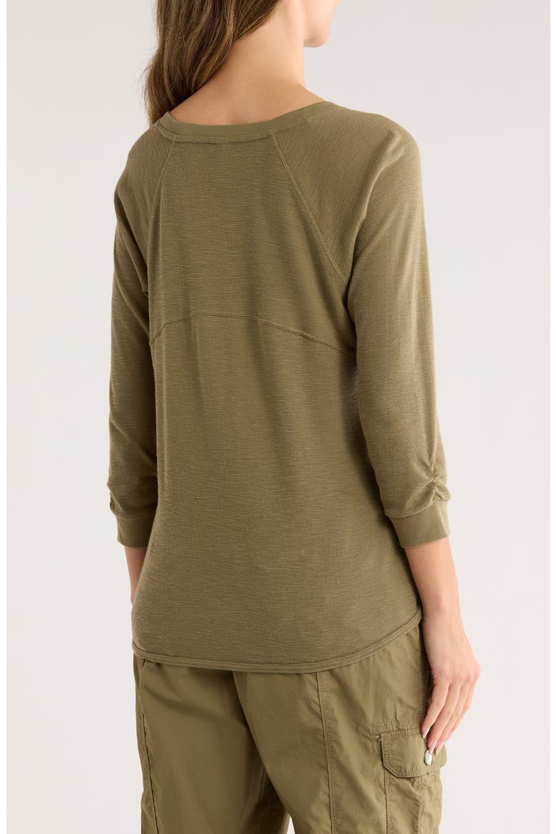 Slub Waffle High-Low T-Shirt, Alternate, color, UTILITY GREEN