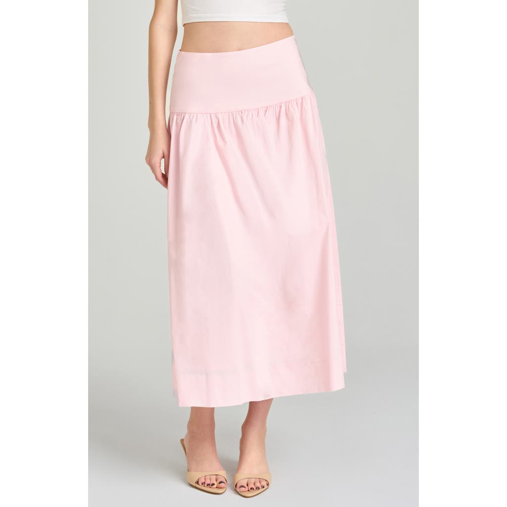 Wayf Mia Stretch Cotton Midi Skirt In Light Pink