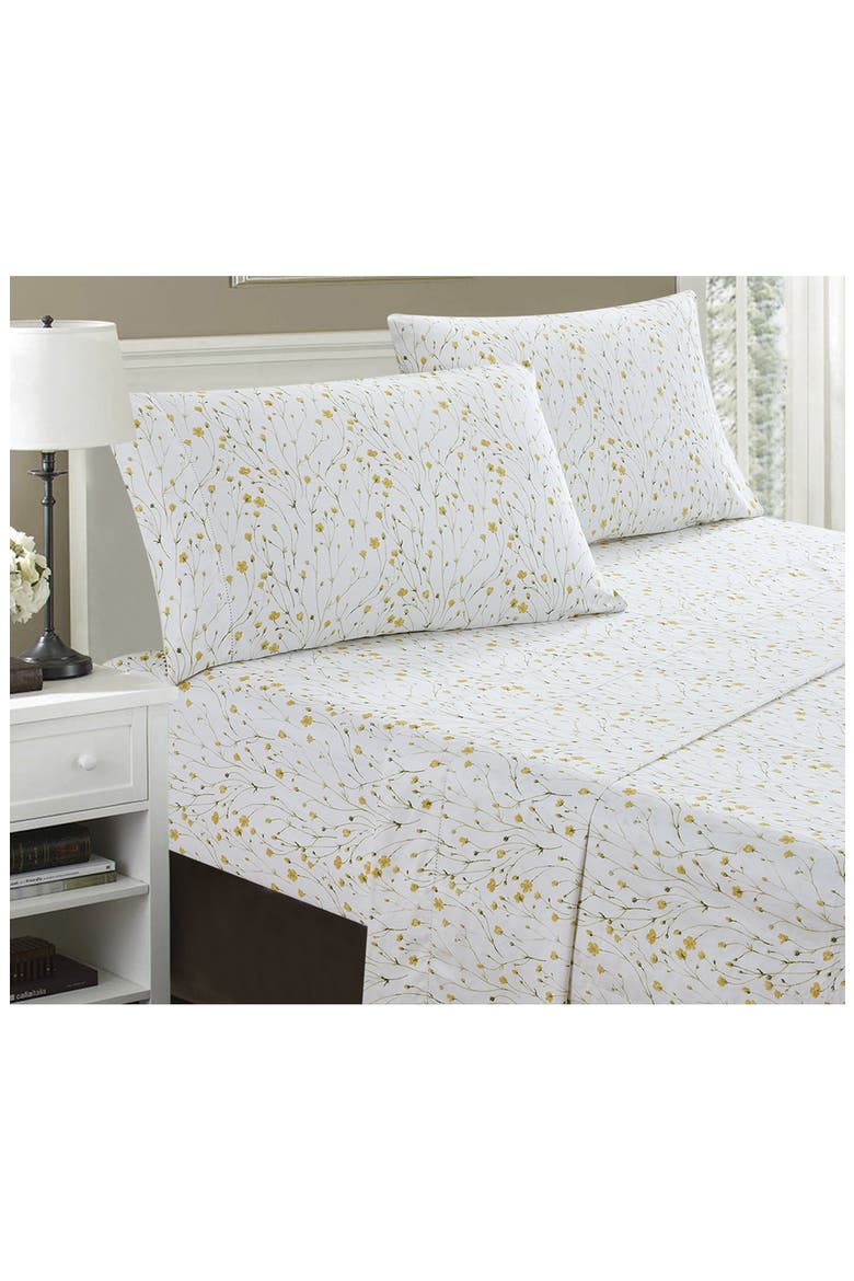 400 Thread Count Butter Floral 4-Piece Sheet Set, Alternate, color, YELLOW 3