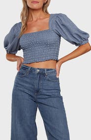 matty m. Reese Smocked Crop Top