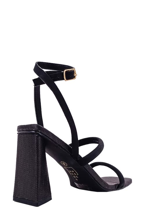 Shushop Evangeline Block Heel Sandal In Black Woven