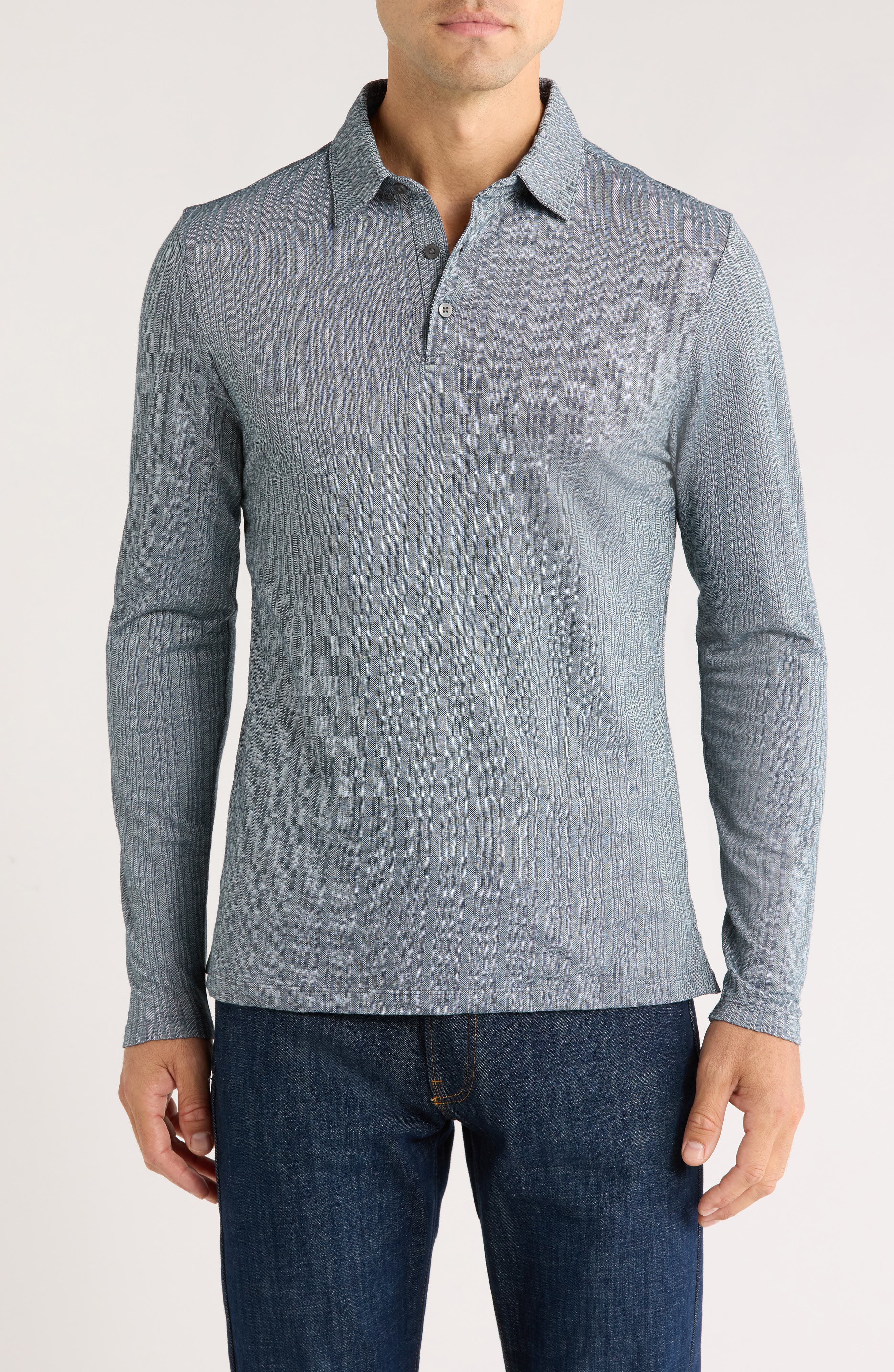 Robert Barakett Monolif Stripe Long Sleeve Polo