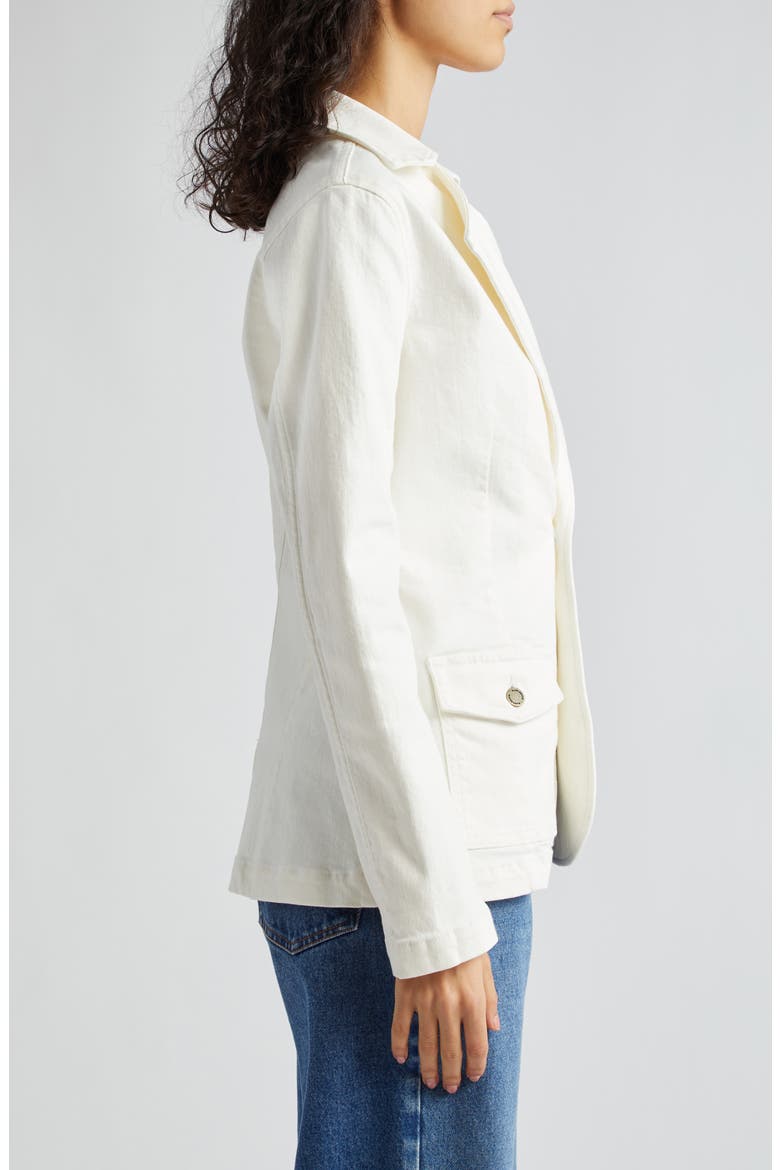 Lia Notch Lapel Cotton Blend Blazer, Alternate, color, WHITE