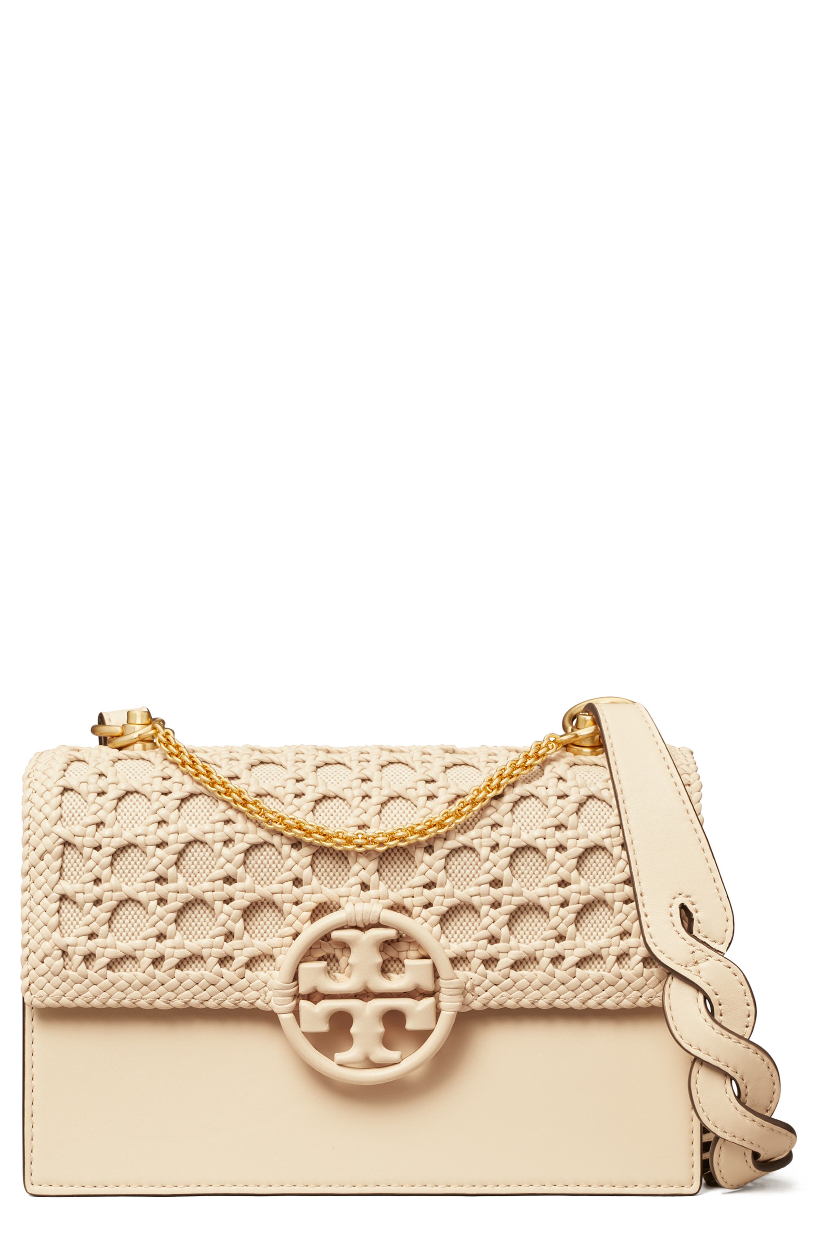 Tory Burch Miller Basketweave Leather Shoulder Bag, Main, color, 
