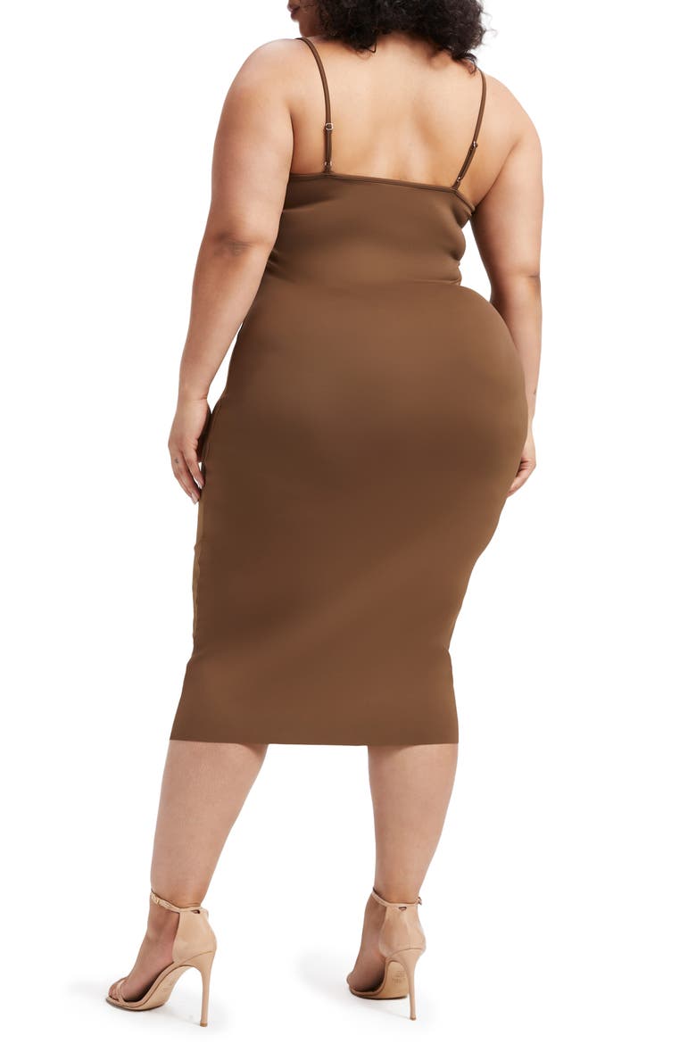 Spaghetti Scuba Knit Midi Dress, Alternate, color, LIGHT MOCHA004
