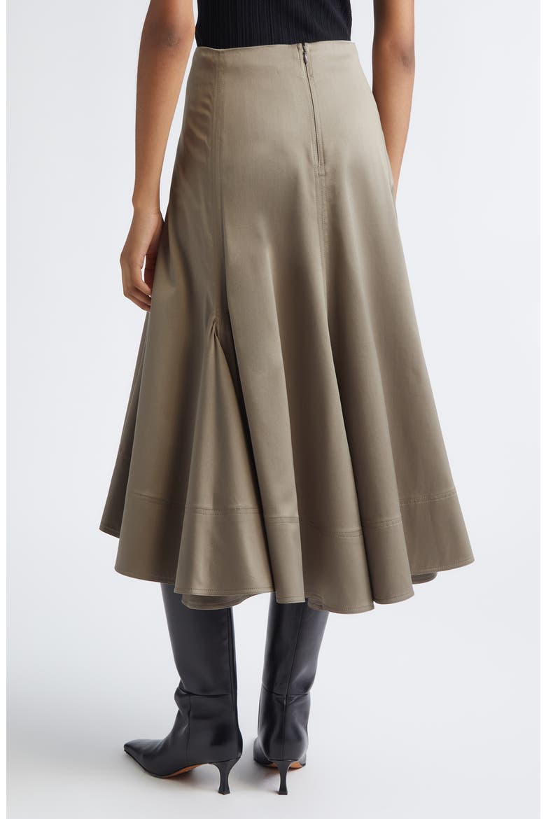 Janan Cotton Stretch Sateen Midi Skirt, Alternate, color, DARK FLAX