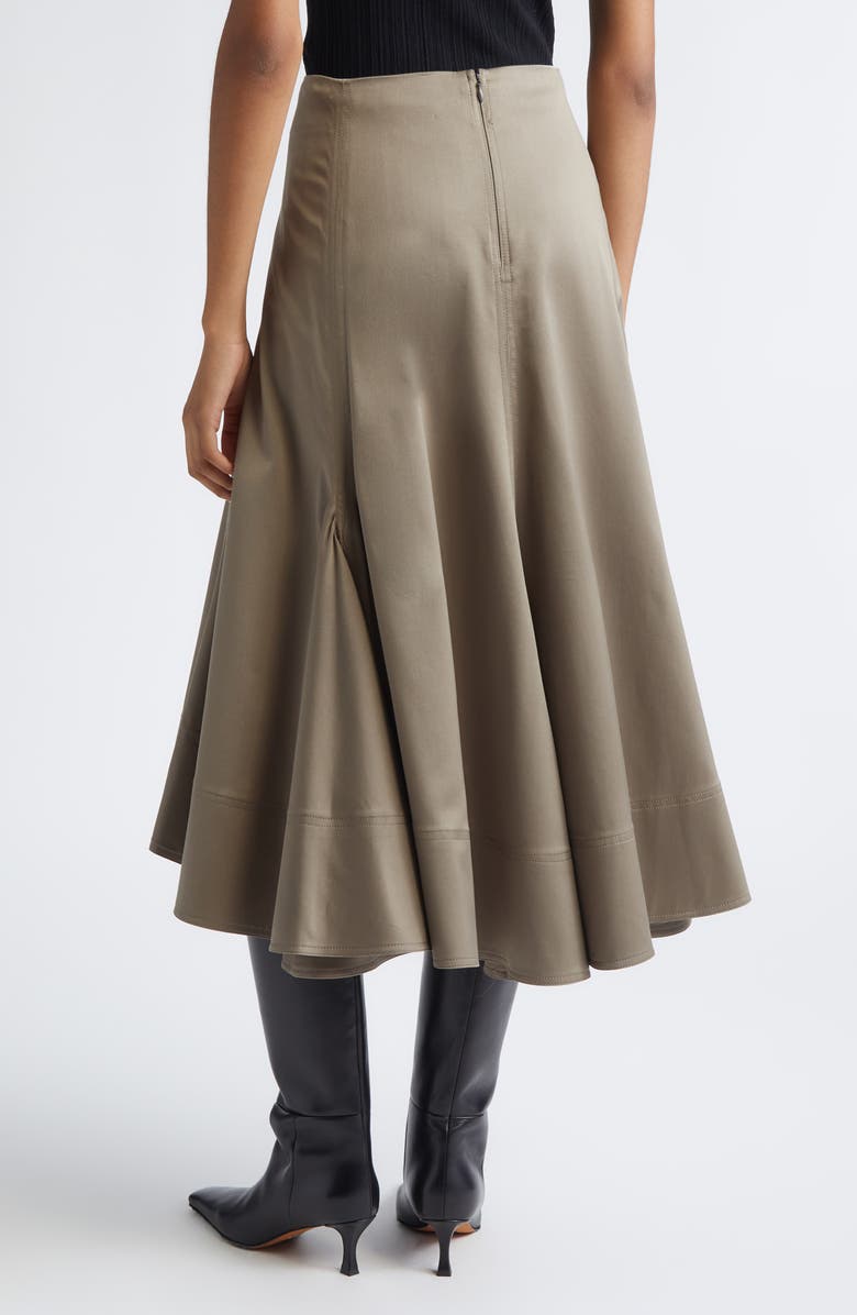 Proenza Schouler Janan Cotton Stretch Sateen Midi Skirt, Alternate, color, Dark Flax