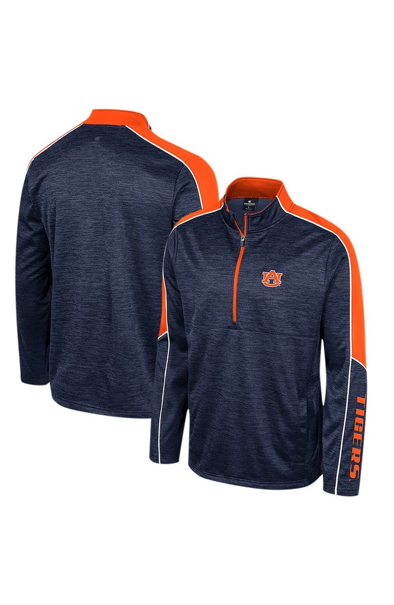 COLOSSEUM Men's Colosseum Navy Auburn Tigers Marled Half-Zip Jacket, Main, color, 