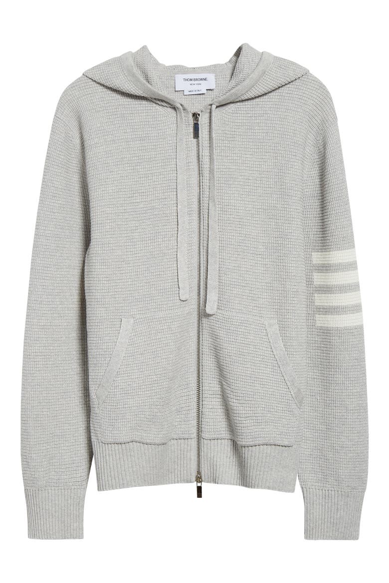 Textured Stitch Linen & Cotton Zip Hoodie, Alternate, color, 065 LT GREY