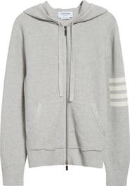 Thom Browne Textured Stitch Linen & Cotton Zip Hoodie