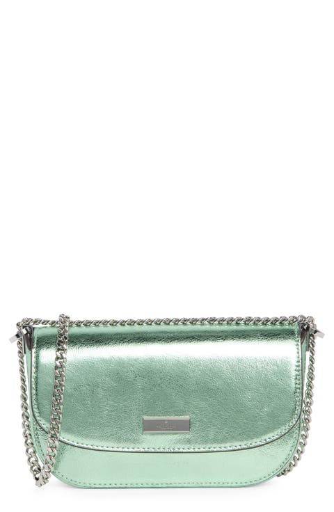 krista metallic chain flap crossbody bag