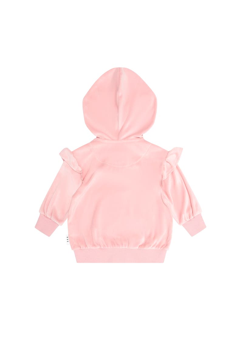 Cherry Emb Velour Zip Hoodie, Alternate, color, Vintage Pink