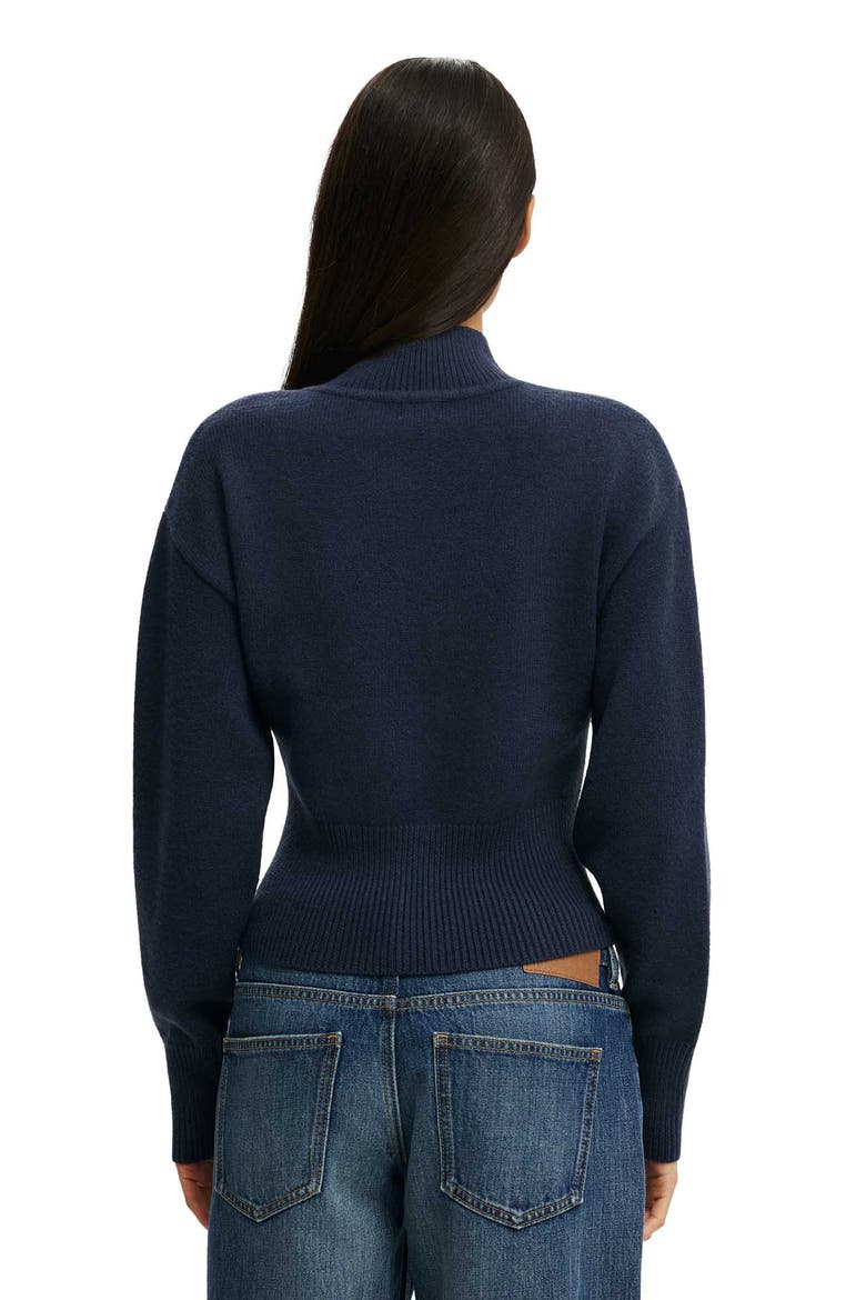 Women's Lotus Cinched Zip Knit, Alternate, color, Navy