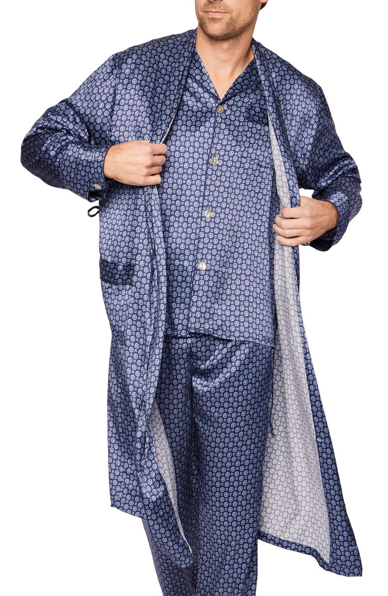 Petite Plume Midnight Silk Robe, Main, color, Navy