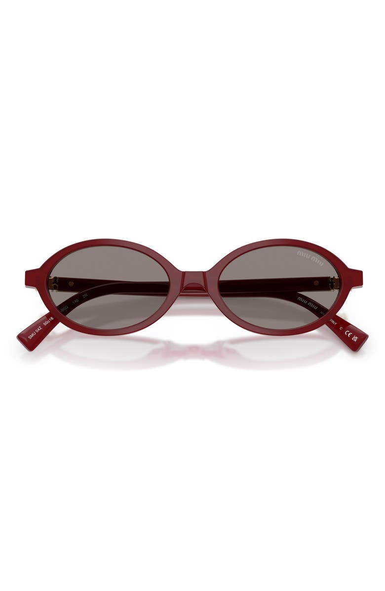 Miu Miu 50mm Oval Sunglasses, Alternate, color, Opal Burgundy / Dark Grey