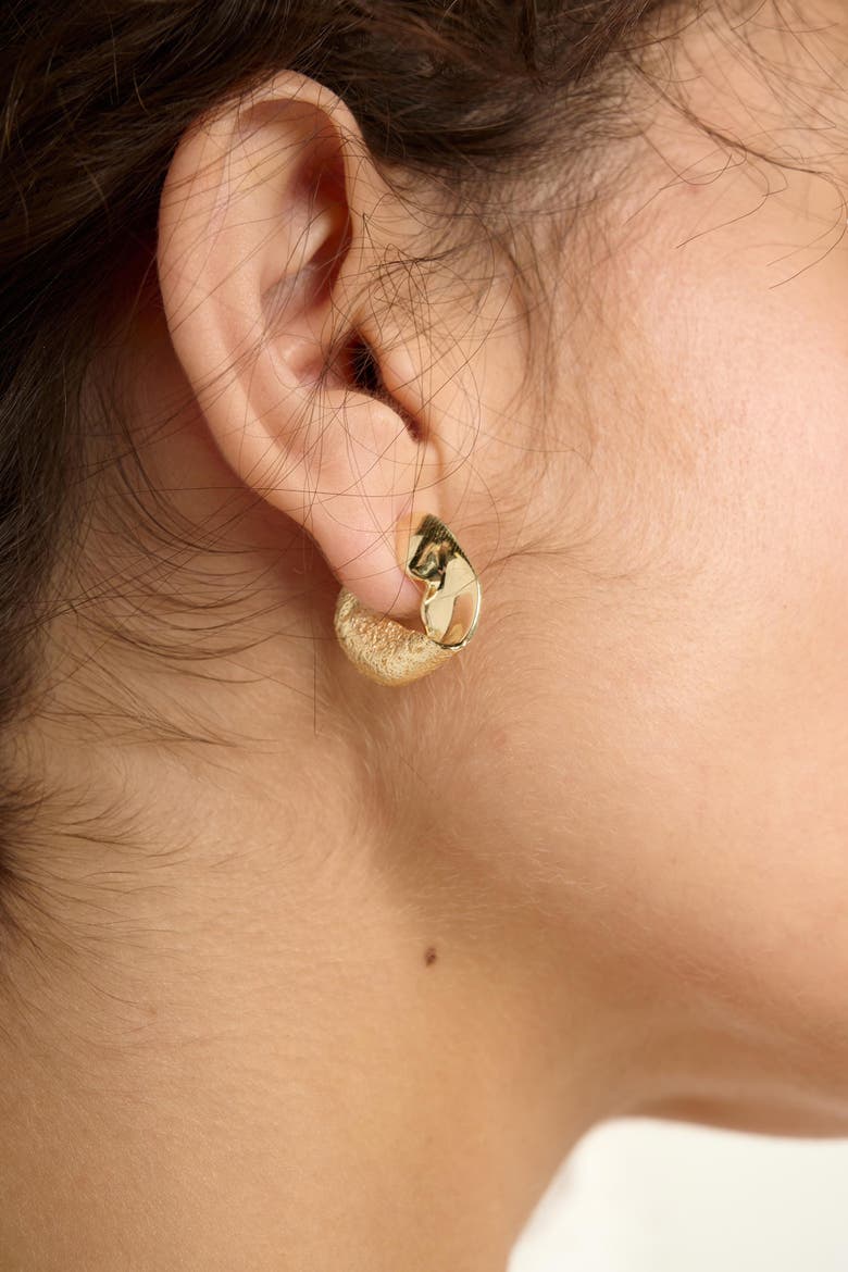 Wave Earrings, Alternate, color, Gold
