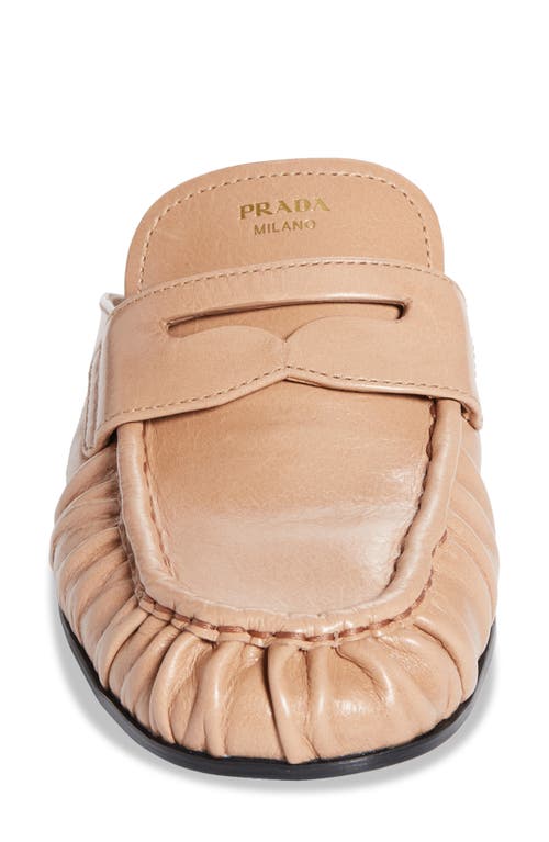 Prada Ruched Apron Toe Penny Loafer Mule In Pink