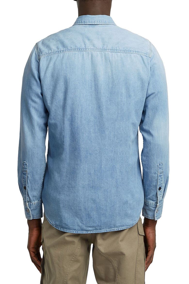 Clean Slim Fit Cotton Chambray Button-Up Shirt, Alternate, color, FADED THAMES