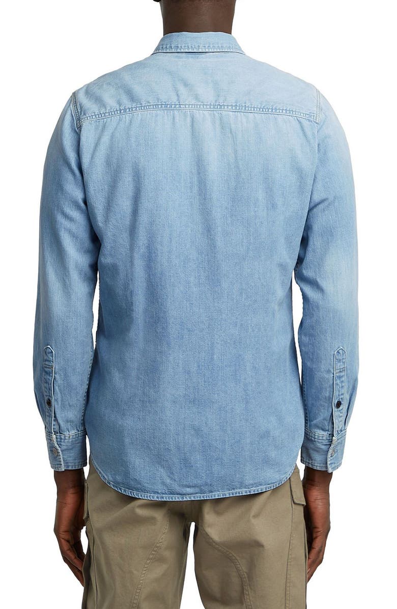 G-STAR Clean Slim Fit Cotton Chambray Button-Up Shirt, Alternate, color, Faded Thames