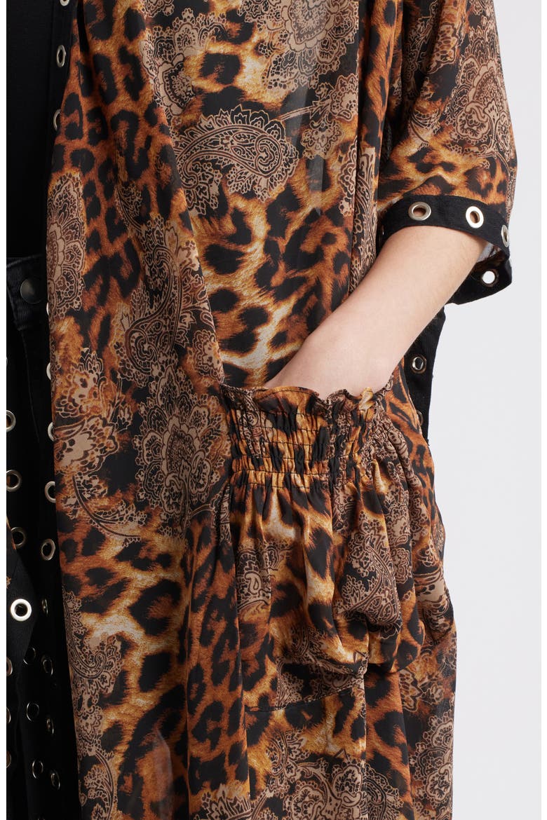 Ellie Grommet Asymmetric Cardigan, Alternate, color, LEOPARD