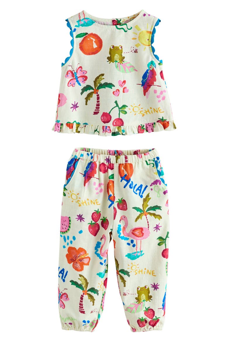 Kids' Fruit Print Top & Pants Set, Main, color, WHITE MULTI