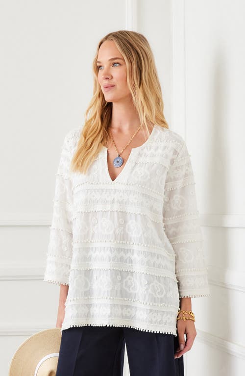 Karen Kane Embroidered Tunic Top In Off White