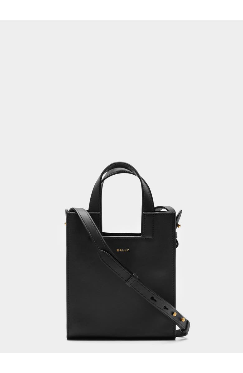Bally Easy Bally Small Tote Bag in Calf Leather, Main, color, Black