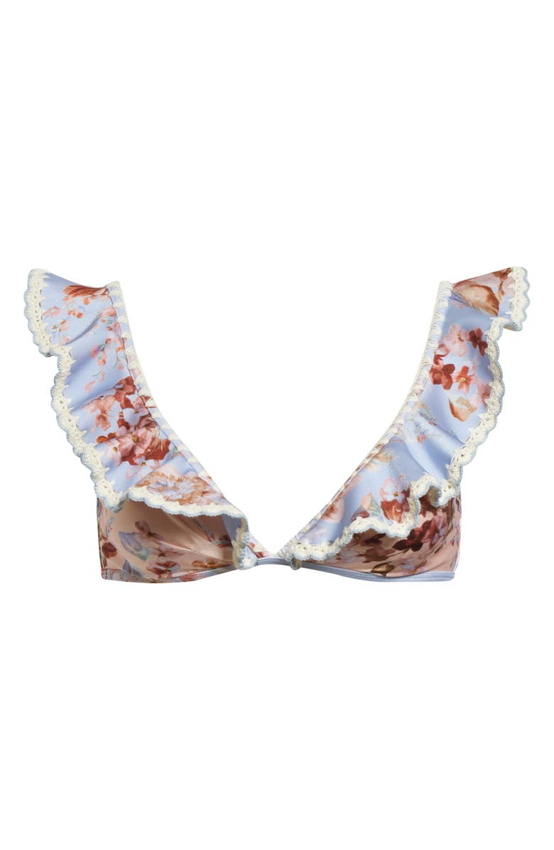 Zimmermann Awaken Crochet Trim Flutter Bikini Top, Alternate, color, Spliced Print