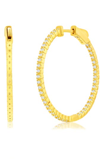 Suzy Levian Rose Cubic Zirconia Hoop Earrings
