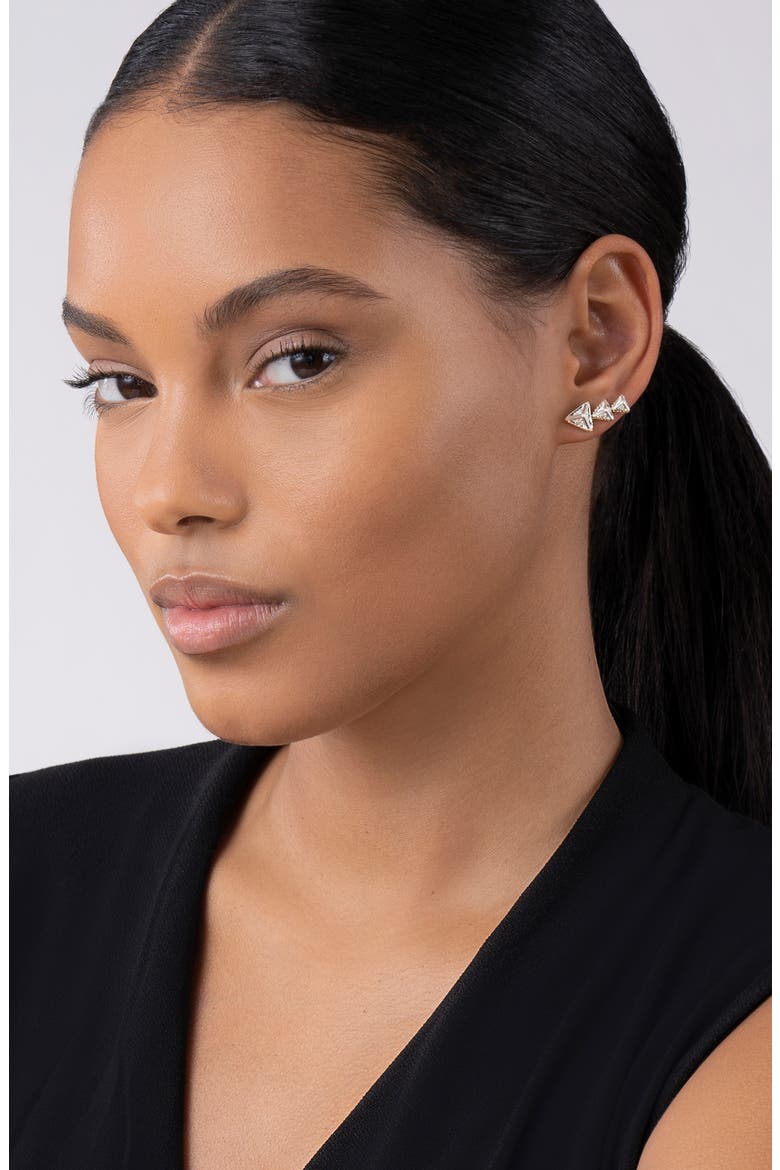 Graduated Diamond Pyramid Ear Crawlers, Alternate, color, DIAMOND