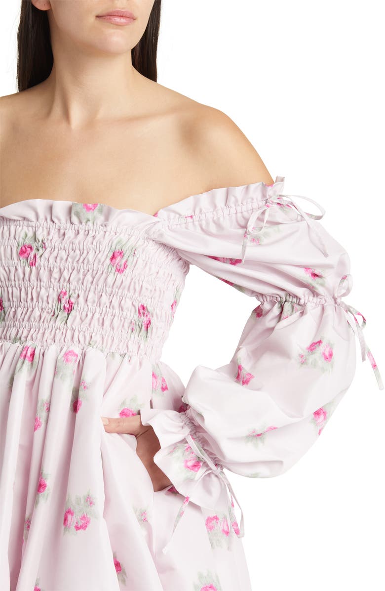 LoveShackFancy Janey Floral Print Long Sleeve Bubble Dress, Alternate, color,