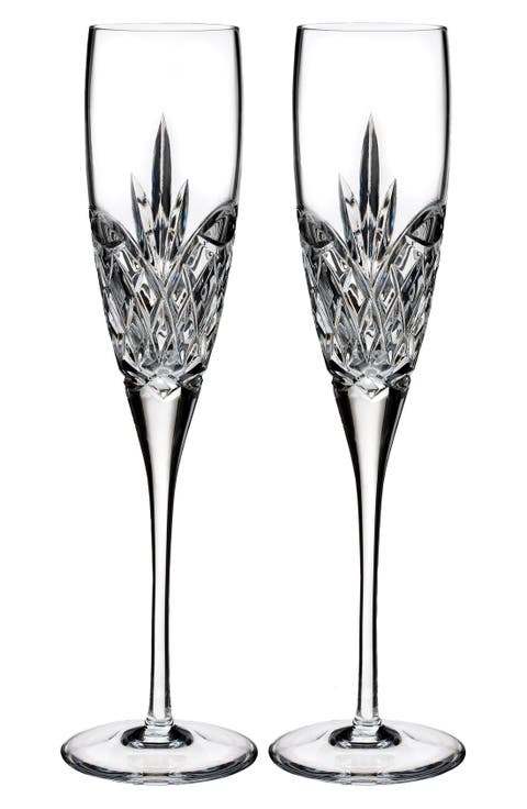 Love Forever Set of 2 Lead Crystal Champagne Flutes