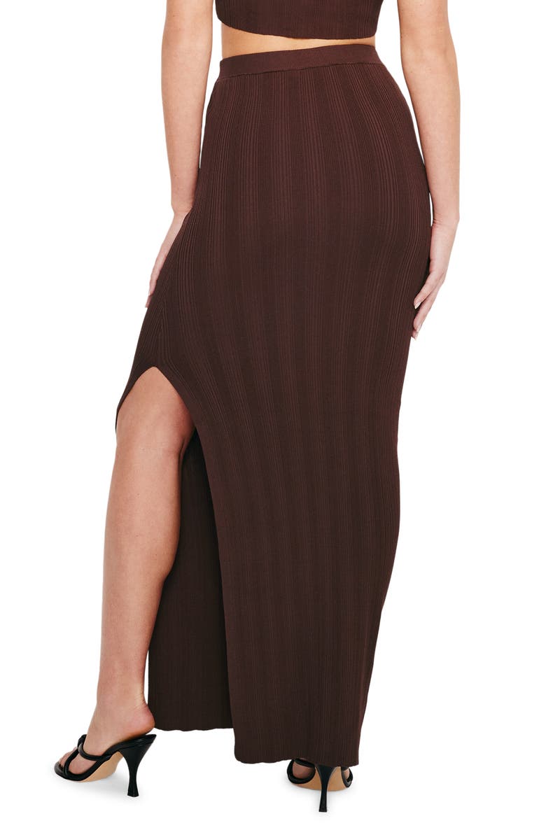 Good American Rib Knit Maxi Skirt, Alternate, color, Espresso