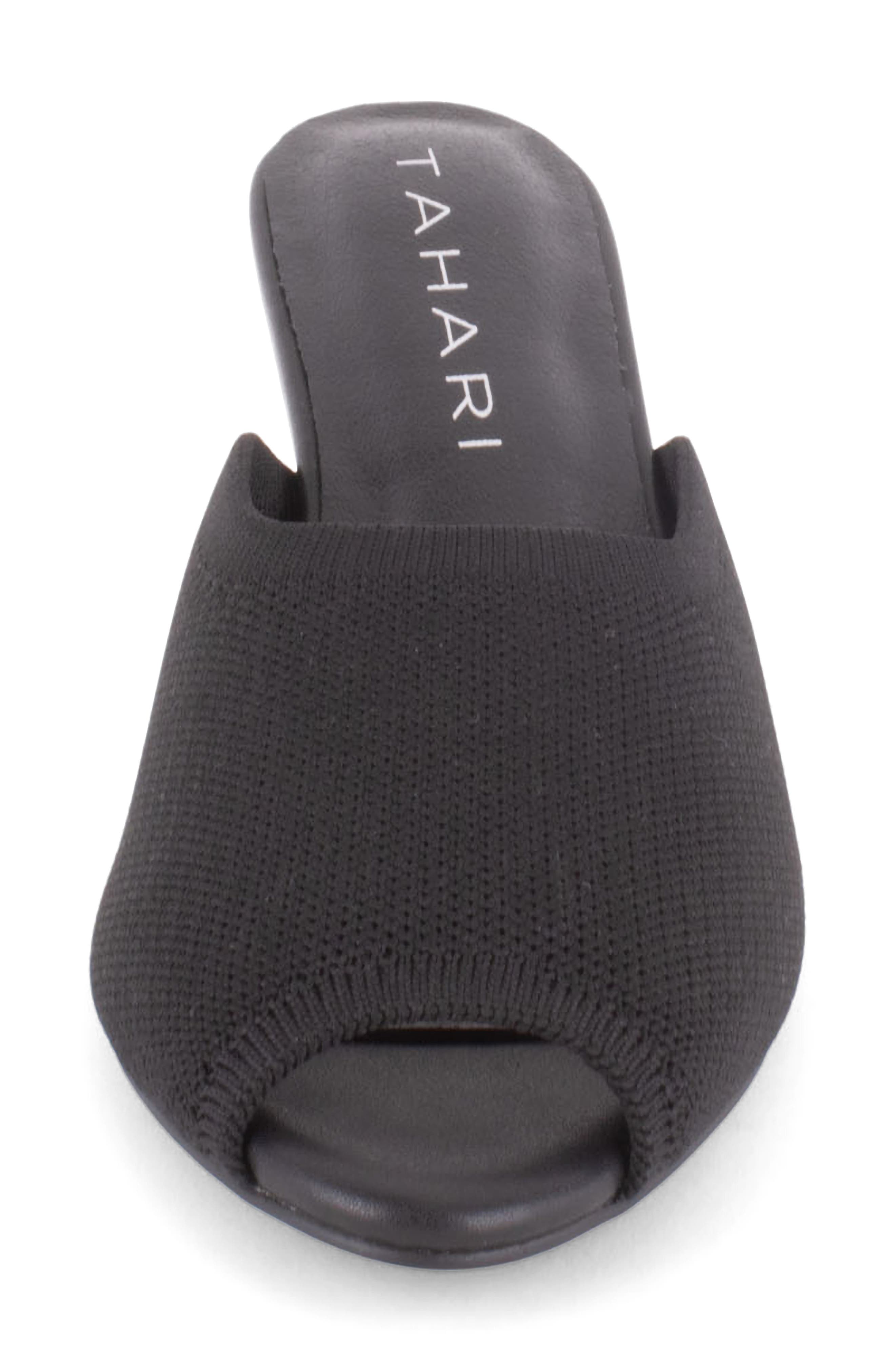 Tahari Maui Peep Toe Kitten Heel Slide Sandal, Alternate, color, Black