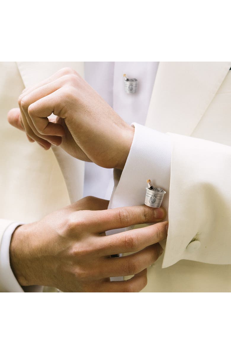 Jan Leslie Champagne Bottle on ice Sterling Cufflinks & Studs, Alternate, color, Silver