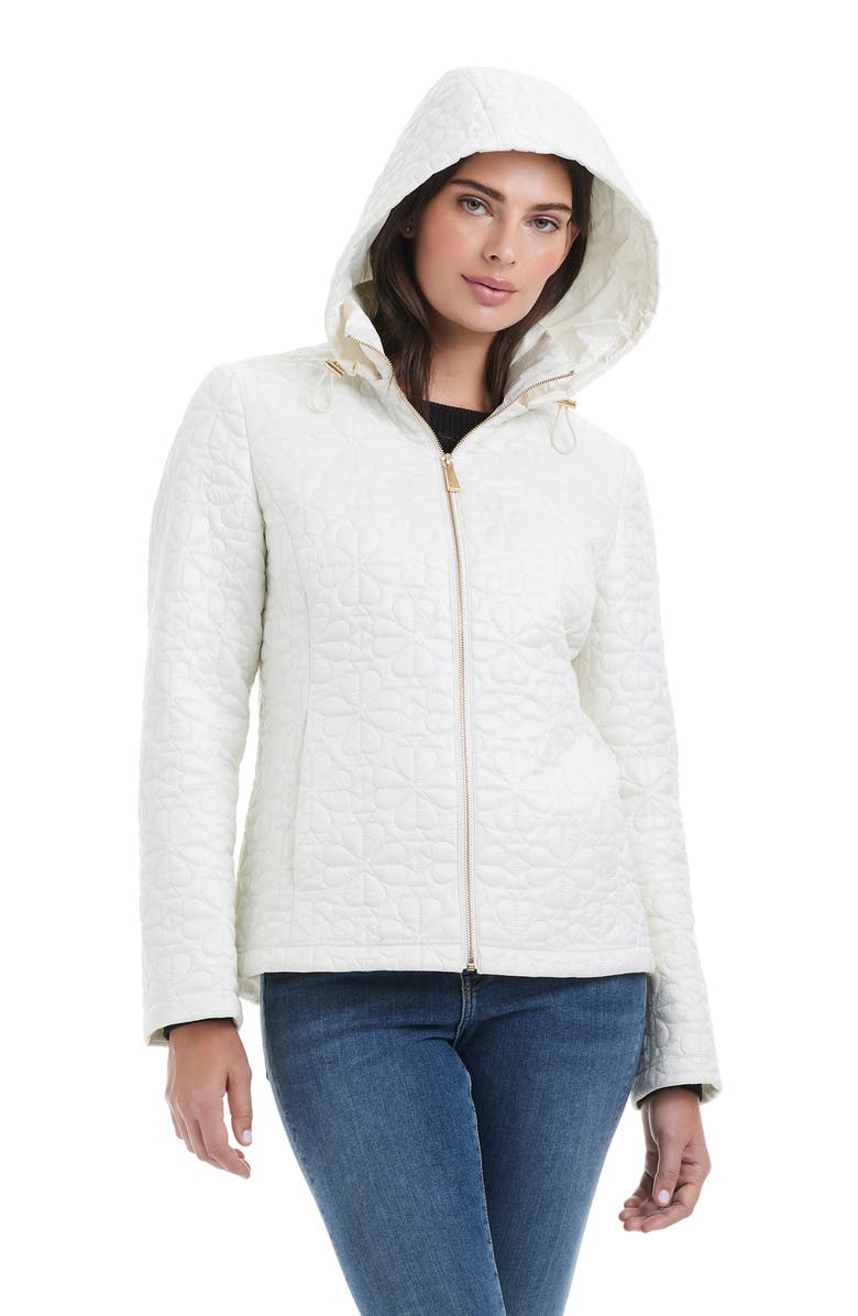 Kate Spade New York spade floral quilted jacket, Alternate, color, Cream
